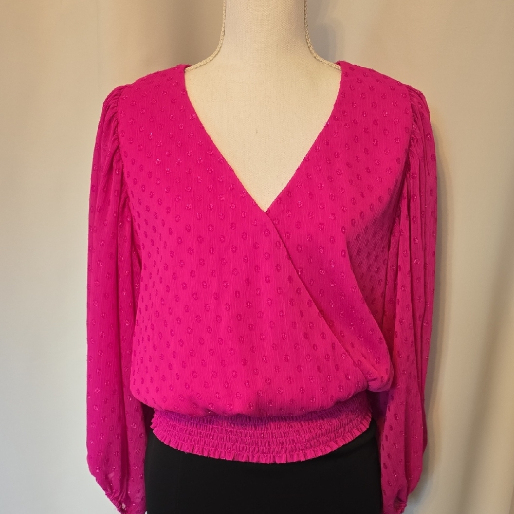 MSK Fuchsia Textured Blouse